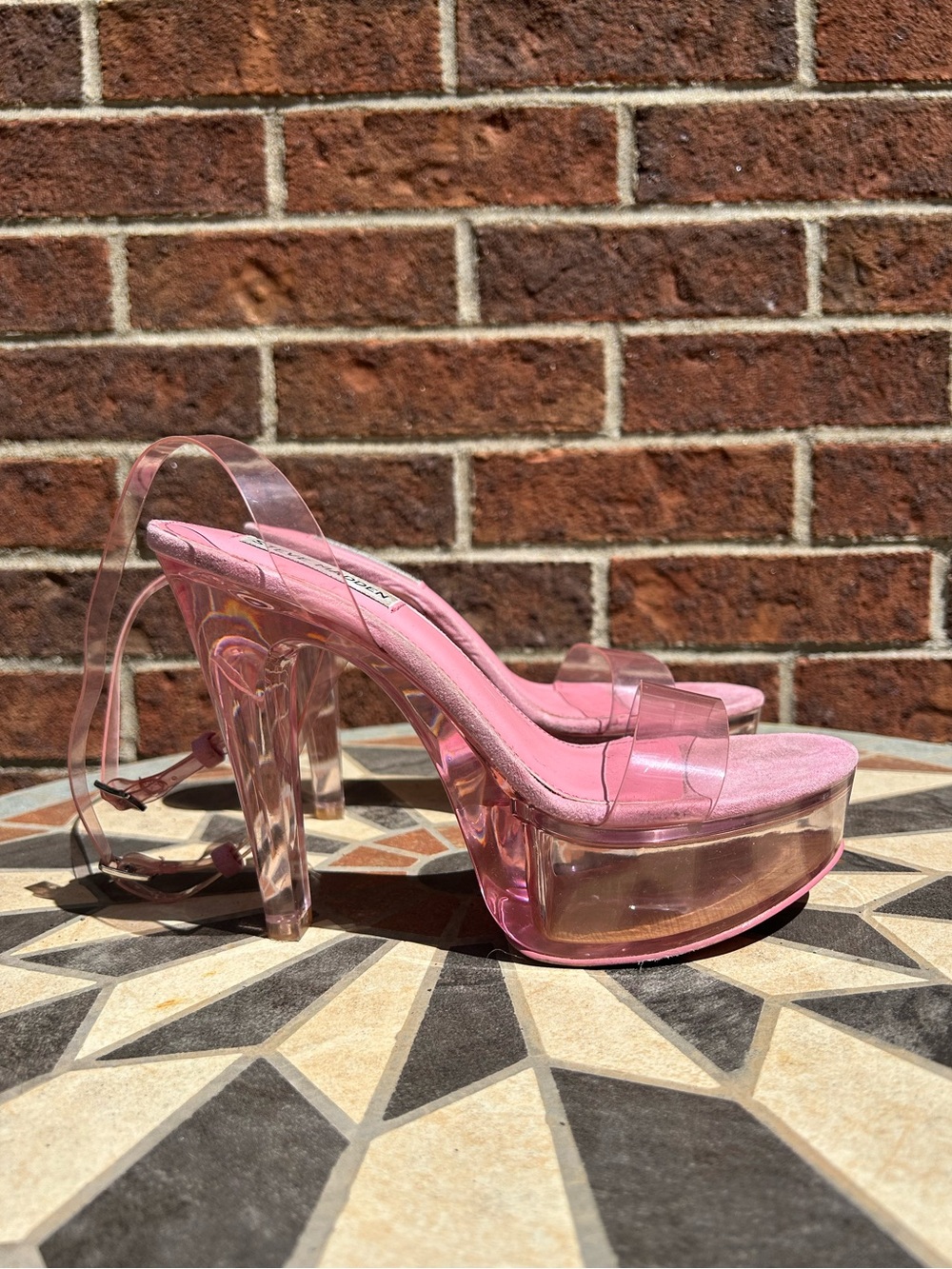Steve Madden clear platform heels